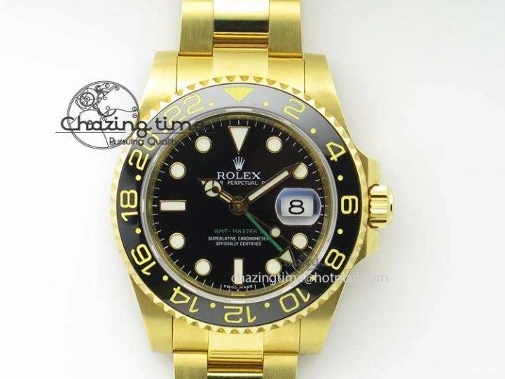 MiroTime 0116 RelaxedFit GMT-Master II 116718 LN Bp-Maker Best Edition YG Wrapped Bezel Black Dial On YG Bracelet ETA 3988